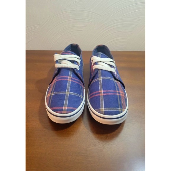 Vans TB4R Womens Low Top Lace Up Skateboarding Shoes Blue Multi Color Plaid Sz 6 - Picture 4 of 7
